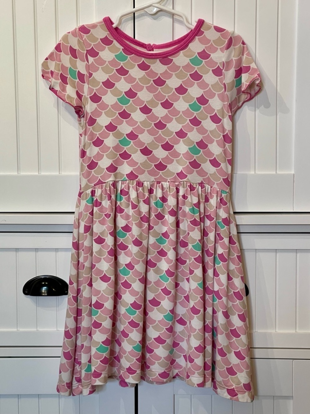 KicKee Pants 4T Pink Scallop Print Bamboo Short Sleeve Twirl Dress